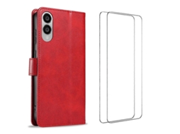 Capa Tkdaddy Para Samsung Galaxy S25 Edge Com 2 Peças De Vidro Temperado Wanlonfeng Wn Series, Capa De Couro Com Textura De Bezerro, Grandes Recortes,