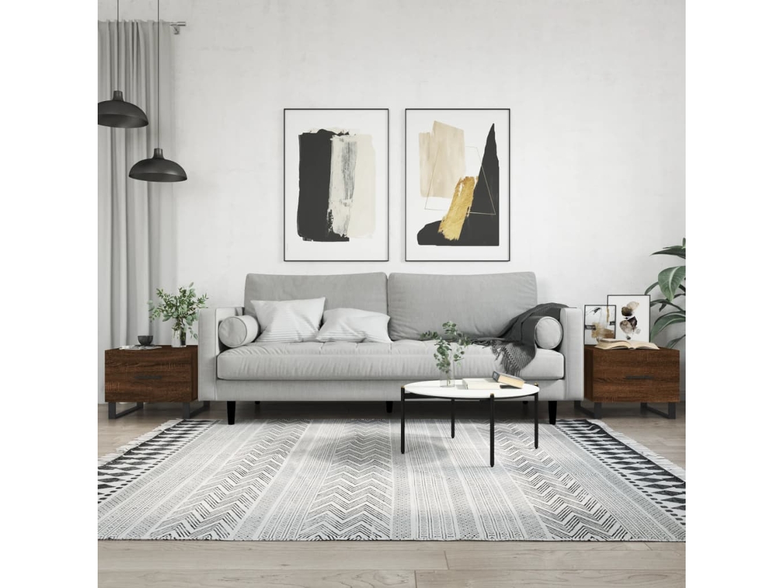 Vidaxl Mesa Centro 2 Pcs 50x50x40 Cm Madeira Proc. Carvalho Castanho