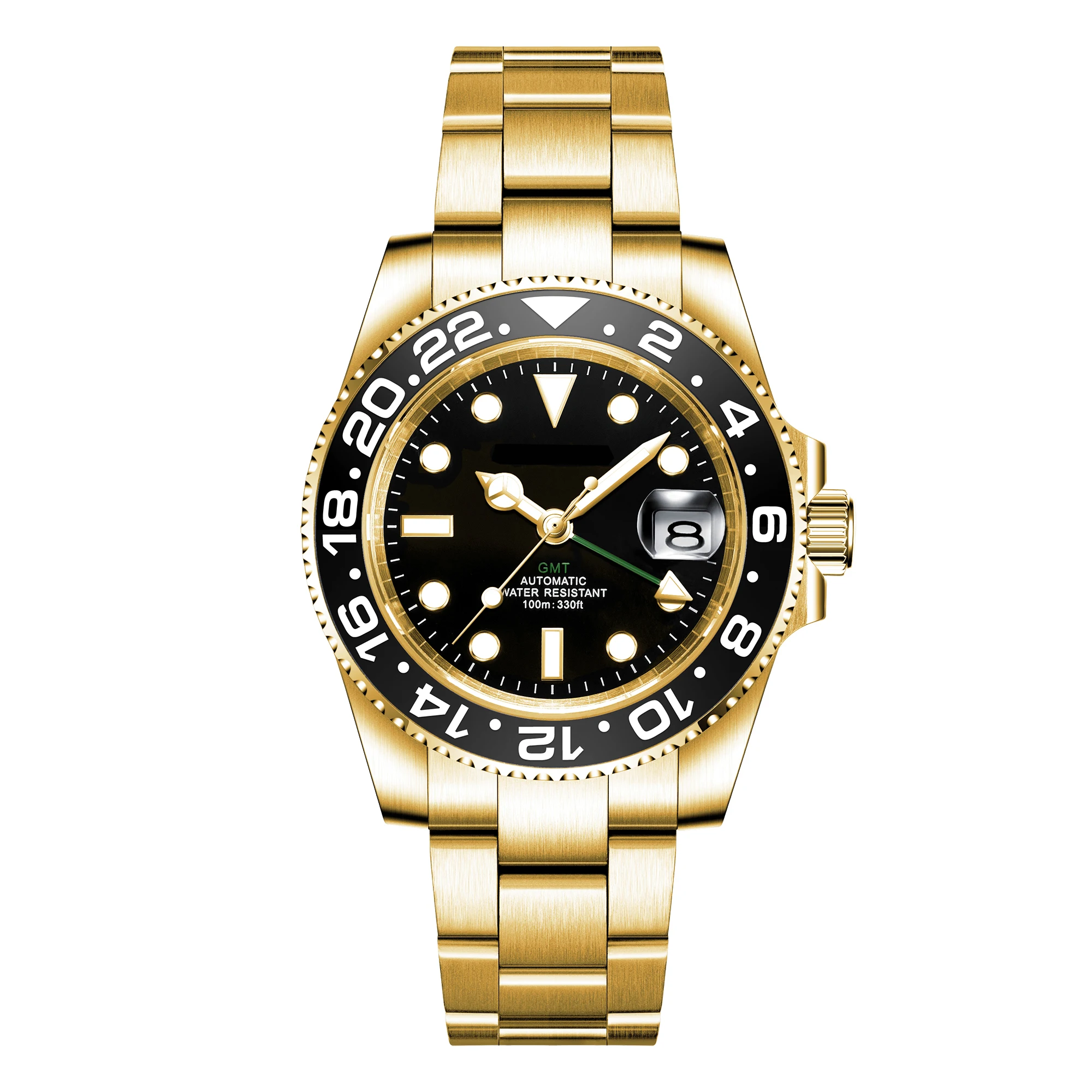 Relógio Masculino Automático Mecânico De 40 Mm (preto E Dourado), Cristal De Safira.