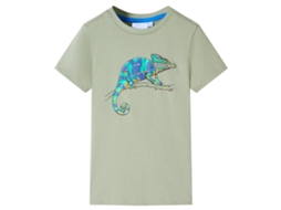 T-shirt De Manga Curta Para Criança Caqui-claro 116