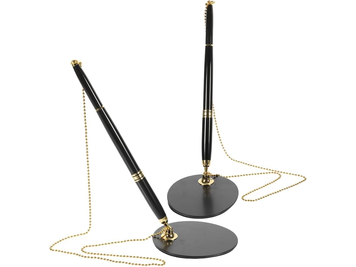 Pacote com 2 Conjunto de Canetas Balcão Alipis em Aço Inoxidável Preto, Unidades, Escrita Suave e Design Moder