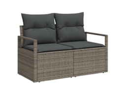 Conjunto 6 Sofá De Jardim Vidaxl Cinzento Vime Pe (175 X 62 X 85 Cm)