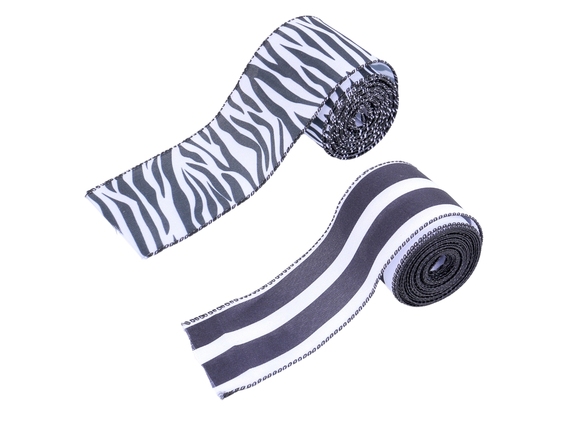 Pack de 2 Rolos com Padrão Zebra e Listras Pretas e Brancas para Revestimento de Parede LAXISCREED