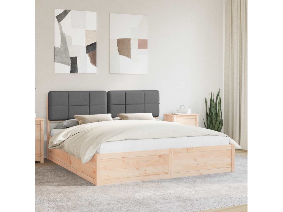 Vidaxl Estrutura De Cama Com Cabeceira Estofada Cinza Escuro