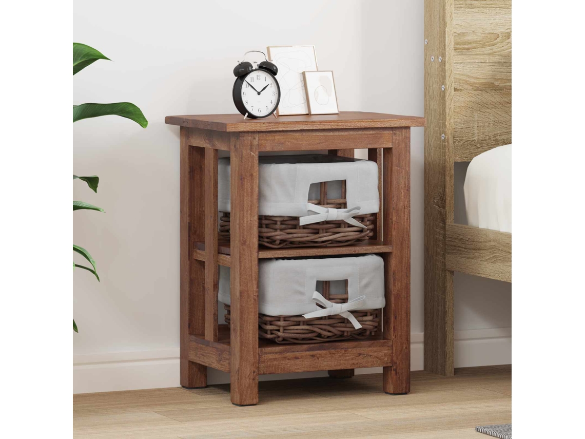 Vidaxl Mesa Lateral Castanho 38 X 28 X 50 Cm Madeira De Mogno Maciça