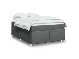 Vidaxl Cama Com Molas/colchão 140x200 Cm Tecido Cinzento-escuro