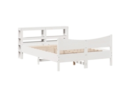 Estrutura de Cama com Cabeceira Pinho Maciço Branco 140x200 cm MAISON EXCLUSIVE