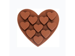 Formas De Silicone Para Chocolate - Molde De 10 Corações - Silicone - Castanho