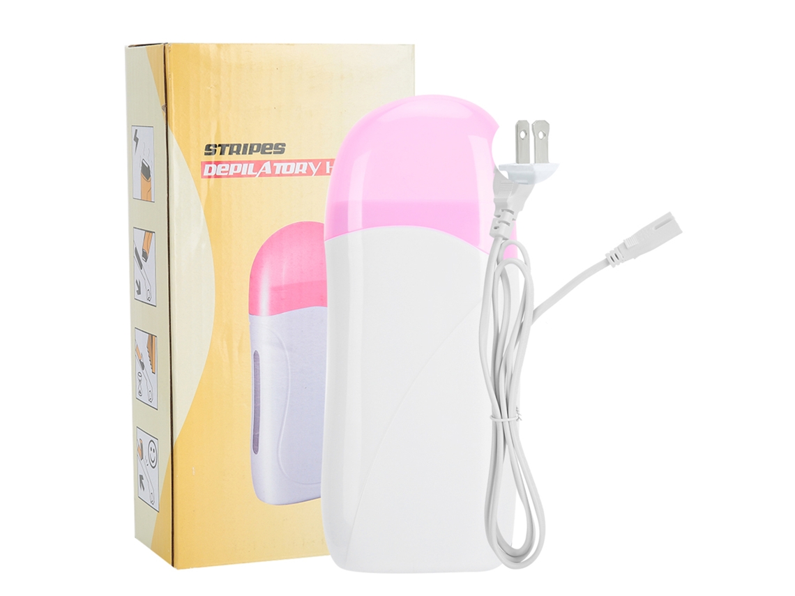 Depilador Elétrico Portátil com Aquecedor de Cera para Braços e Pernas, Rosa e Branco