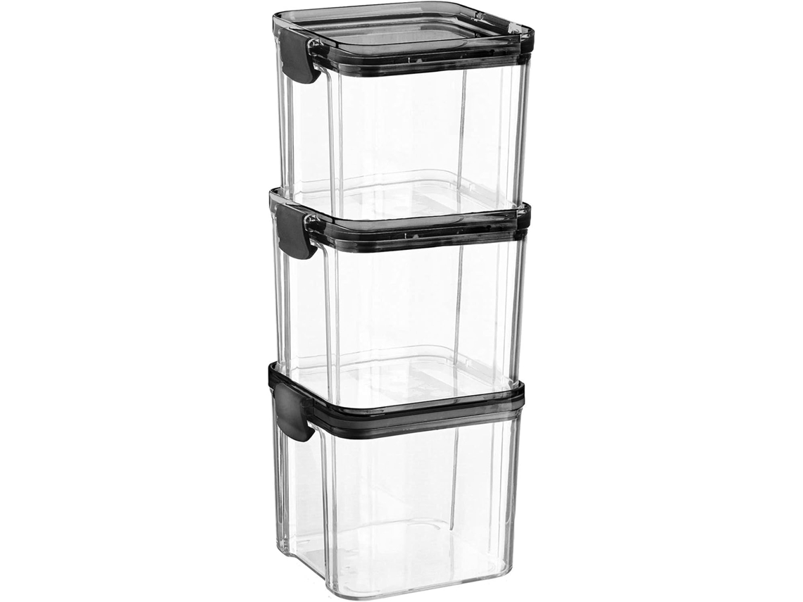 Conjunto De 3 Potes Herméticos, 700 Ml, Empilhável, Com Tampa, Adequado A Despensa, Para Organização Doméstica Na Cozinha E Bancada