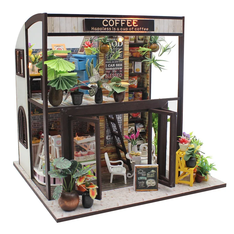 Café Diy com Tema Retrô, Cabana de Madeira 3d com Tema Temporal. MDUG