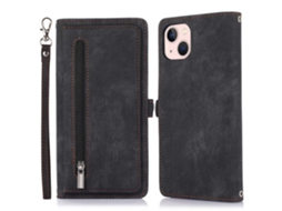 Capa Para Iphone 14 Pele Sintética Anti-choque Com Porta-cartões Preto