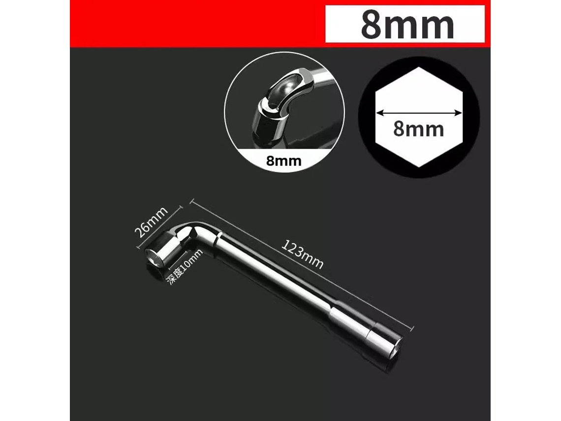 Conjunto De Chaves De Parede Hexagonais Multifuncionais Em Forma De L (8 Mm), Ferramenta Manual De Aço Cromo-vanádio Com Duas Extremidades