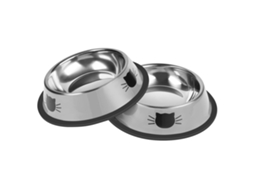 Tigelas de Aço Inoxidável para Gatos, Pacote com 2 Unidades, Antiderrapantes, 200ml, com Base Removível, Resistentes e Grossas AQUAFORGE