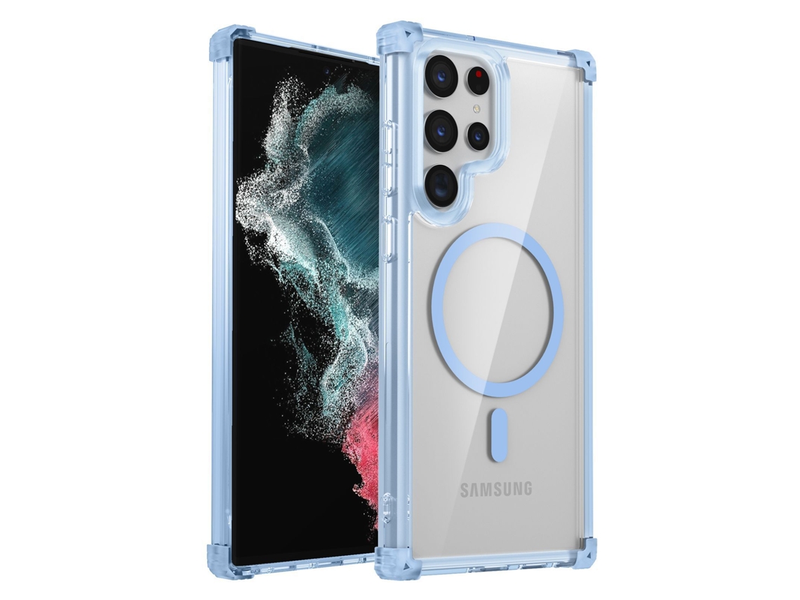 Capa Magnética Transparente Para Samsung Galaxy S24 Ultra - Azul Royal