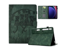 Capa Para Tablet Samsung Galaxy Tab S9 Com Estampa De Gatos Em Couro Sintético E Compartimentos Para Cartões Slowmoose