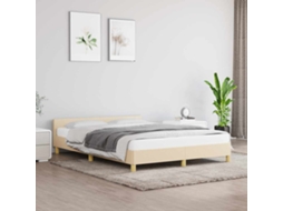 Estrutura De Cama Sem Colchão 140x200 Cm Tecido Cor Creme