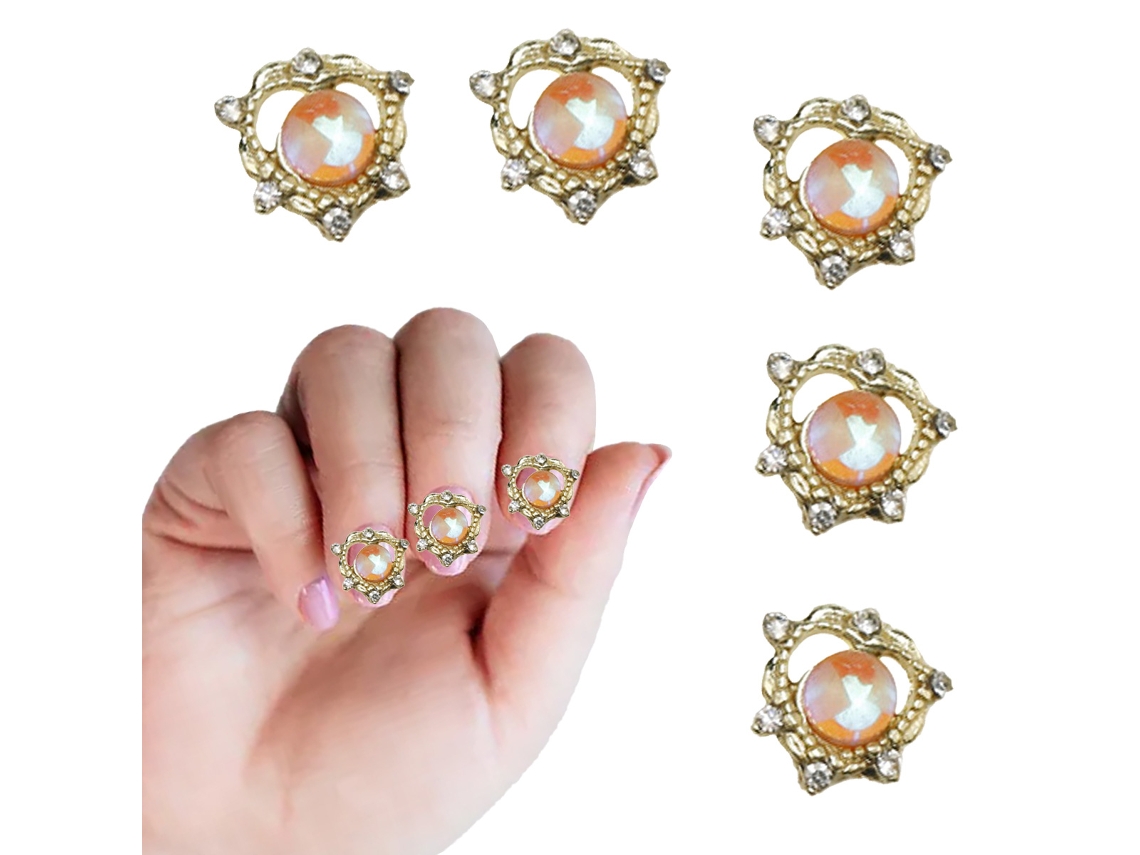 15 Brocas de Zirconia Formato de Coração Cores Branco Rosa Laranja e Azul Lago Ornamentos para Unhas NEVEANCE