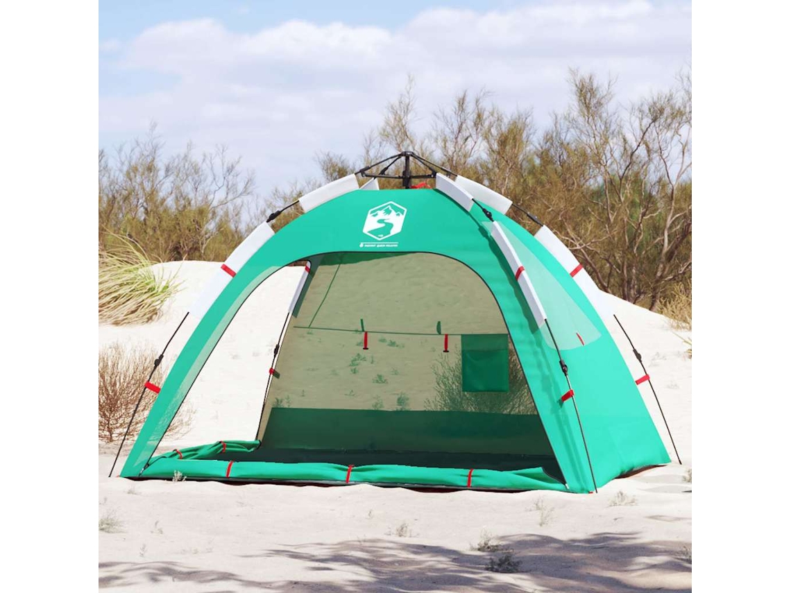 Vidaxl Tenda Praia 2 Pessoas Libertação Rápida Impermeável Verde Mar