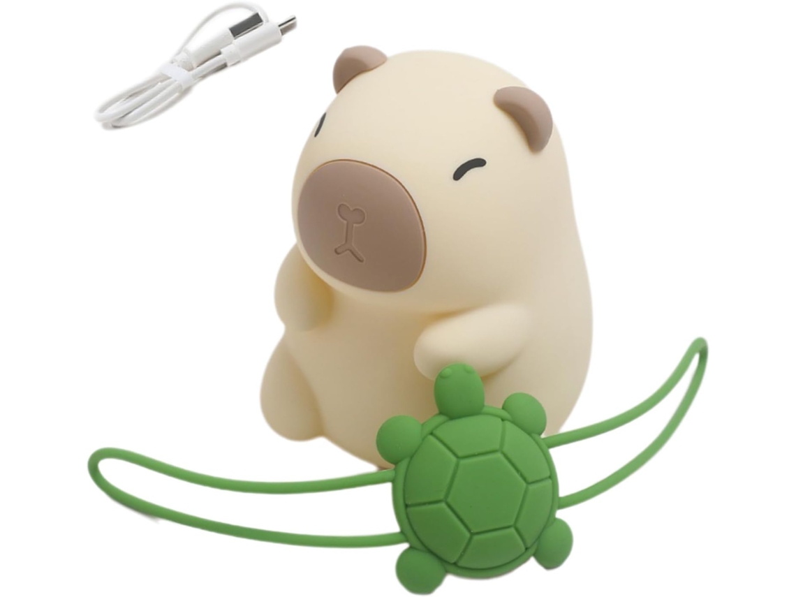 Abajur De Cabeceira Infantil Formato Capivara, Feito Silicone, Com