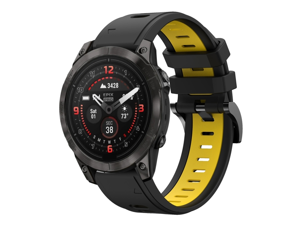Bracelete Esportivo Silicone para Garmin Epix Pro com duas cores Preto e Amarelo XIAOMOYU