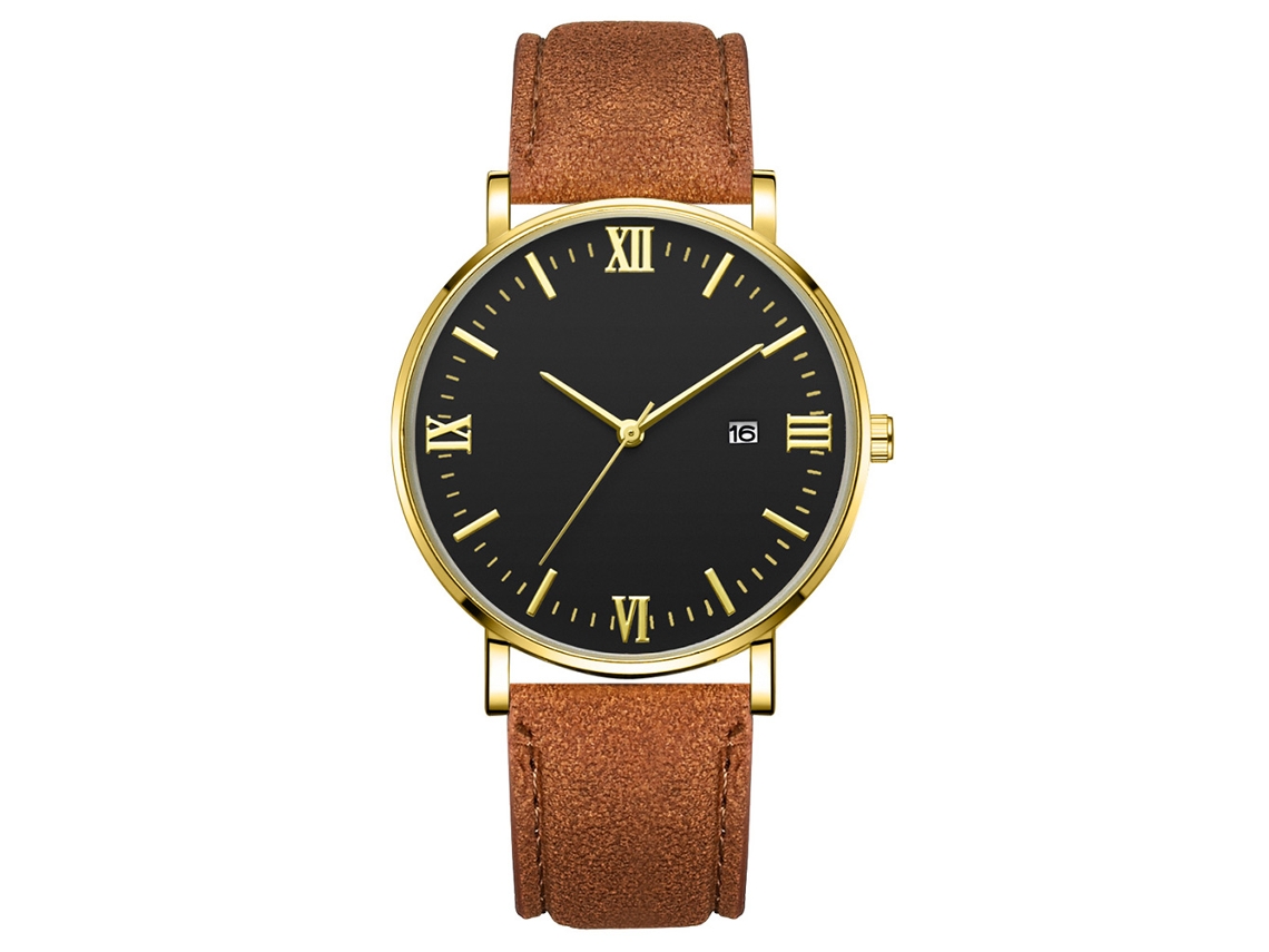 Reloj De Cuarzo Con Correa De Cuero Estilo Simple Y Moderno Decoración Manual(19)