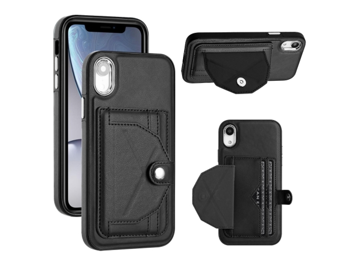 Capa Mobile Phone Cases Shockproof With Card para iPhone XR Pele Castanho
