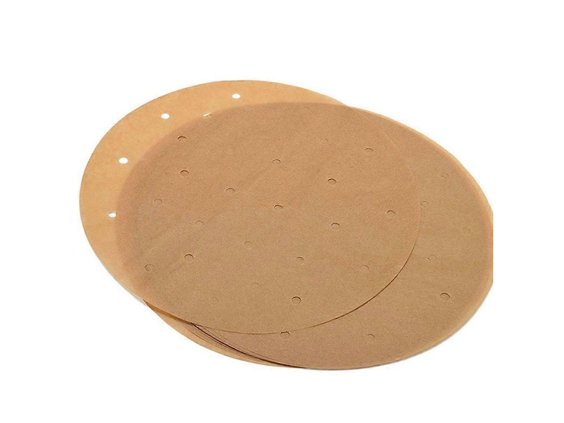 Pacote Com 100 Unidades De Papel Manteiga Redondo, Não Branqueado E Perfurado, Para Substituição Bandejas Fritadeiras Elétricas Vaporizadore