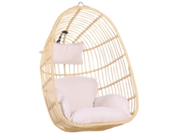 Silla Colgante Beliani Casoli De Ratán Sintético Marrón 84x70x113