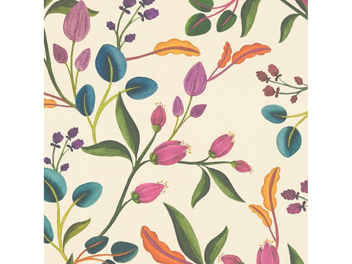 Papel de parede Profhome 782111-gu com flores, liso, cor Fosco, 5,33 m²