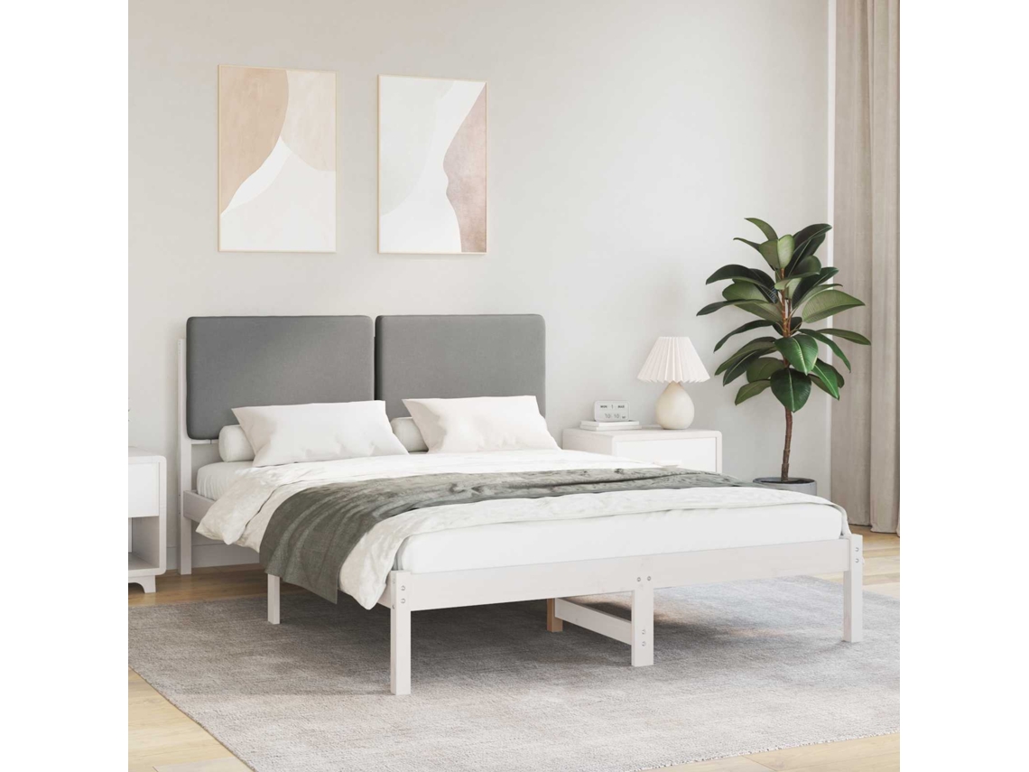 Vidaxl Estrutura de Cama com Cabeceira Estofada Cinzento claro