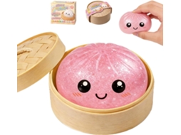 Brinquedo Antiestresse Sensorial Bolinho Macio Glitter Estojo Relaxamento Rosa