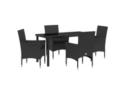 Maison Exclusive - Conjunto De Jantar Para Jardim Com Almofada 5 Pcs Preto Vime Pe