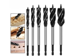 Conjunto de 6 Brocas para Madeira de Grande Diâmetro, em Aço Carbono, para Perfuração em Alta Velocidade Diâmetros10mm,12mm,14mm,16mm,18mm,20mm. X001