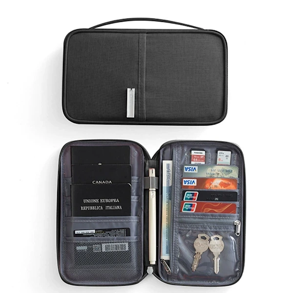 Porta passaporte Familiar Impermeável Preto para Viagem AQUAFORGE