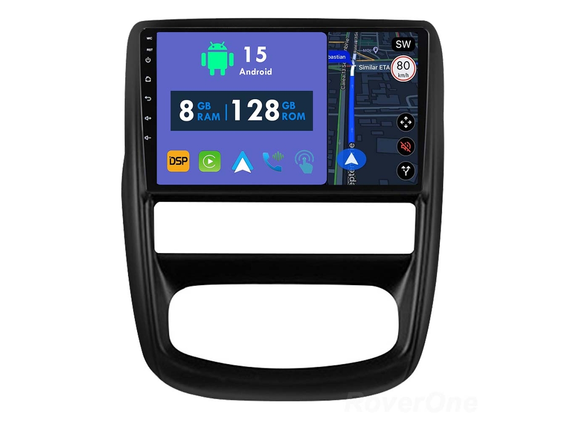 Auto Rádio Carro Bluetooth Autoradio 8GB RAM 128G ROM CarPlay GPS RoverOne para Renault Duster 2010-2015 para Nissan Terrano 2014-2022 