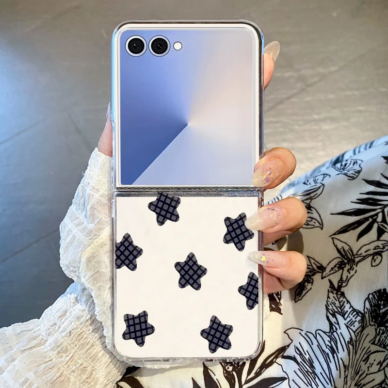 Capa De Celular Dobrável Rígida E Transparente Com Estampa De Estrelas Para Galaxy Z Flip 6.