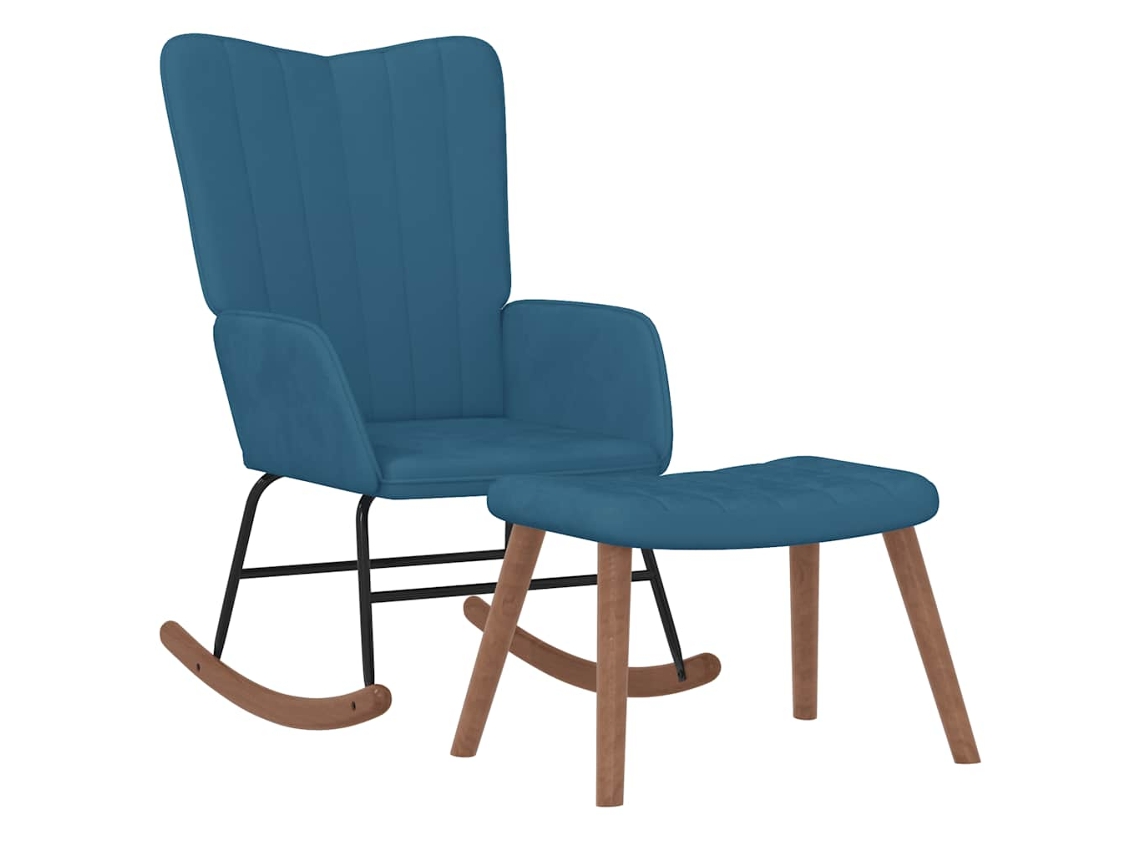 Cadeira de baloiço VIDAXL Azul Veludo (61x78x98 cm)