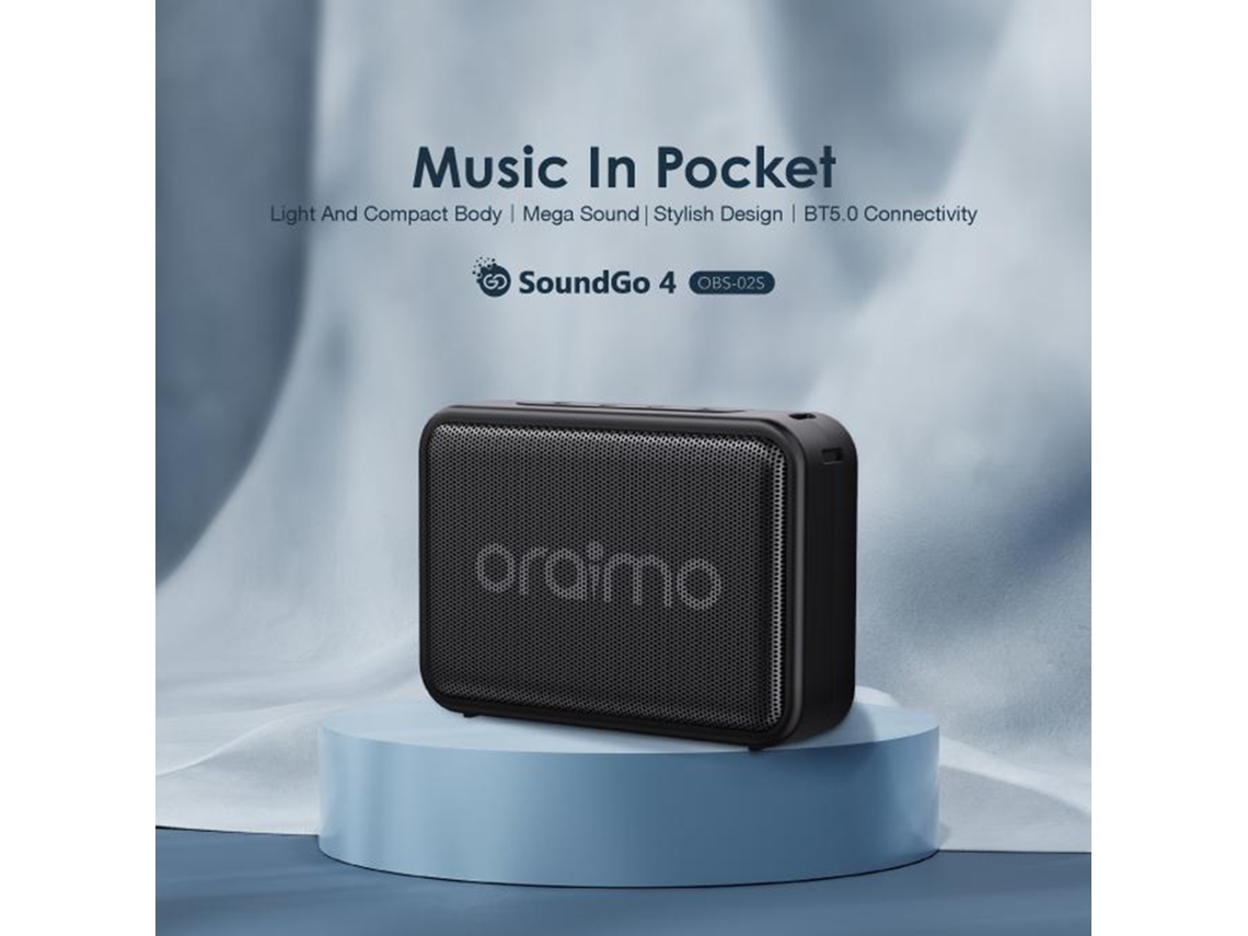 Caixa de Som Sem Fio Oraimo Obs 02s Soundgo 4 EOOCOO (conexão Bt5.0, Design Portátil)