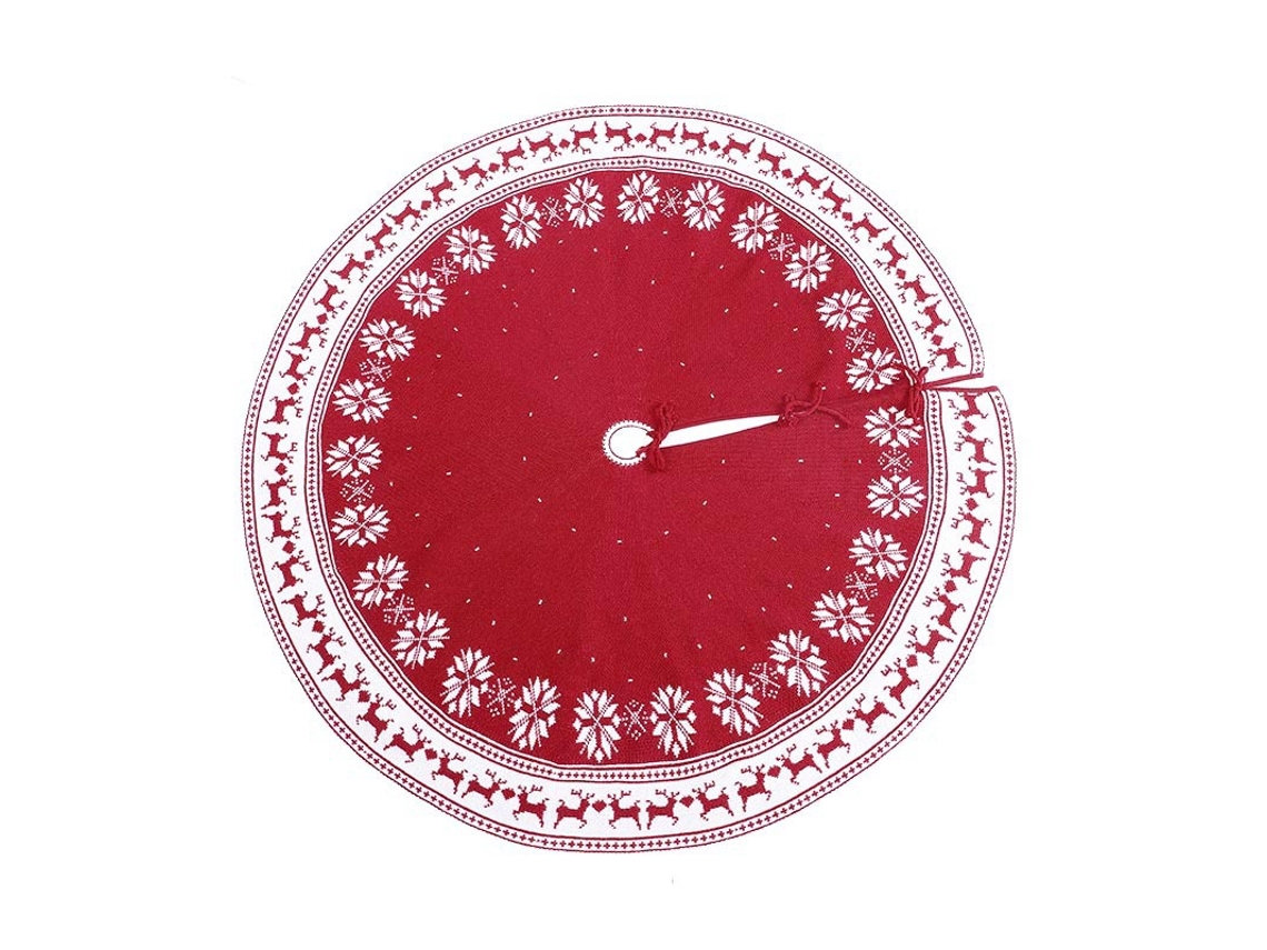 Saia Para Árvore De Natal Em Tricô Com Floco De Neve E Rena - 90cm