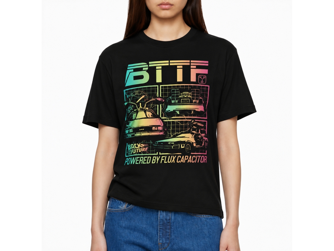 Rockinstone Back To The Future Movie Powered By Flux Capacitor Black Adult T-shirt Size:m