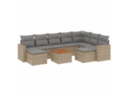 Maison Exclusive - 10 Pcs Conjunto De Sofás P/ Jardim Com Almofadões Vime Pe Bege