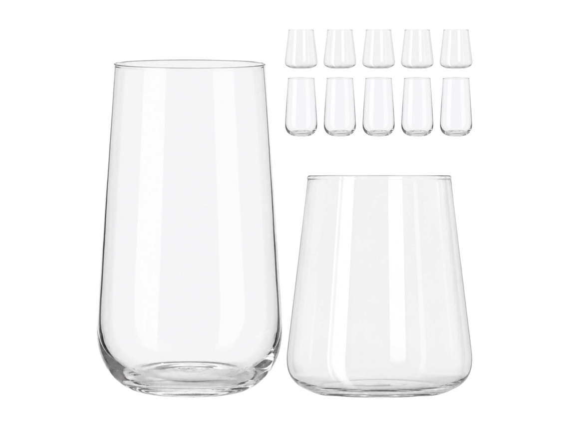Conjunto De 12 Copos Relaxdays, 450 Ml E 550 Ml, Água, Sumo E Refrigerantes, Laváveis Na Máquina, Transparentes