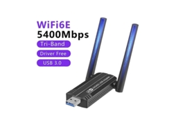 Placa de rede Wi-Fi 6e de 5400 Mbps, adaptador Wi-Fi USB 3.0, banda 2,4 G, 5 G, 6 G, receptor Wi-Fi para Windows 11 (Slowmoose)