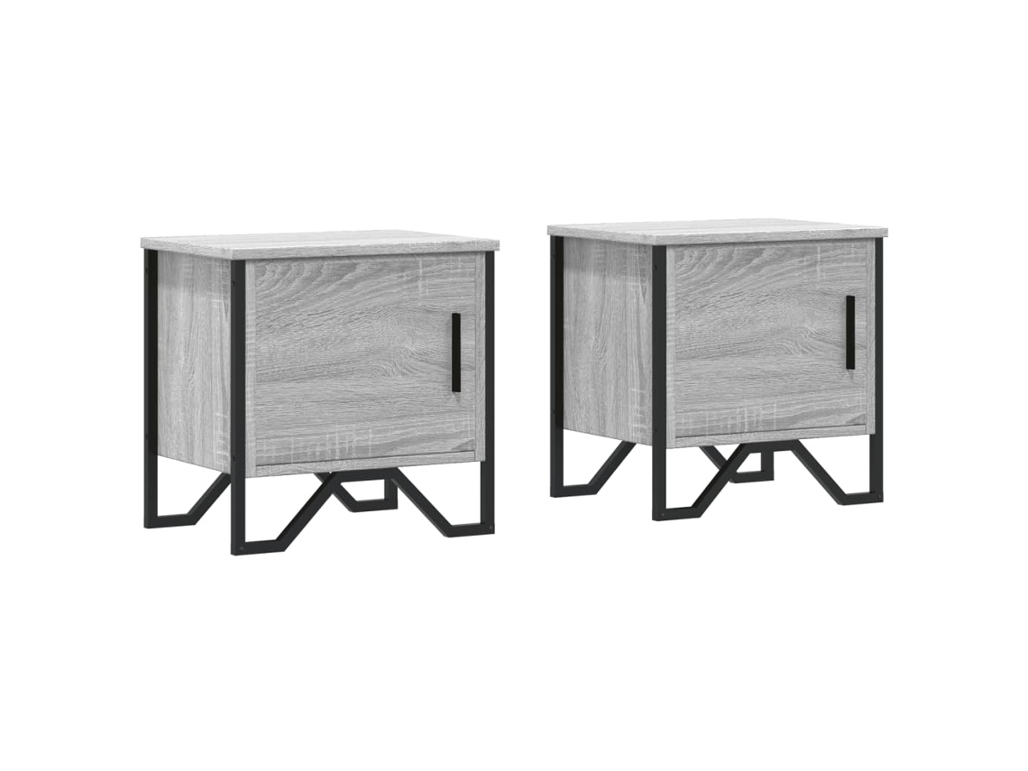 Conjunto 2 Mesa cabeceira VIDAXL derivado madeira cinzento sonoma (40x30x40cm)