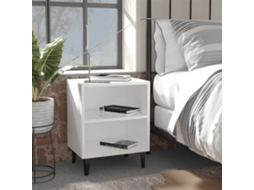 Vidaxl Mesa De Cabeceira Com Pernas Em Metal 40x30x50 Cm Branco