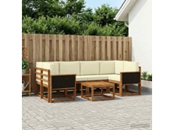 Vidaxl Conjunto De Sofás Para Exterior 5 Pcs Natural E Creme