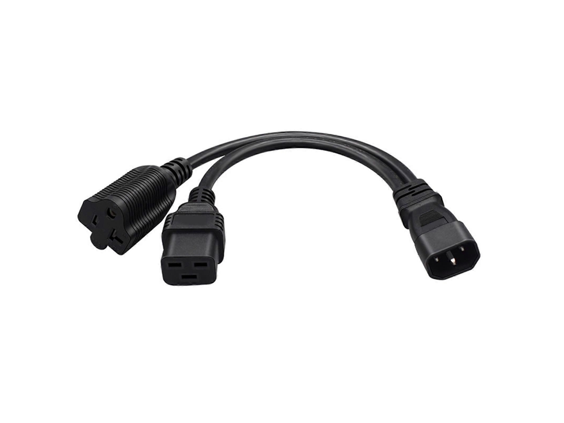 Cabo Divisor Iec C14 Macho Para C19 E Nema 5-20r Fêmea, 30 Cm