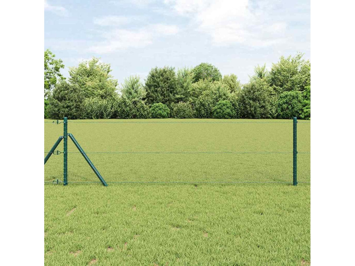 Vidaxl Fixação Para Cerca Hexagonal No Chão 50 X 0,4 M Verde Malha