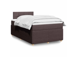 Vidaxl Cama Boxspring Com Colchão 120x190 Cm Tecido Castanho-escuro